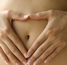 Heart hands on stomach, Healthy stomach