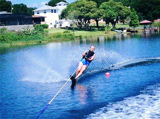 My Mom waterskiing at 60, and still cancer free!