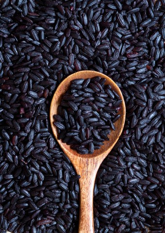 Black Rice with spoon
