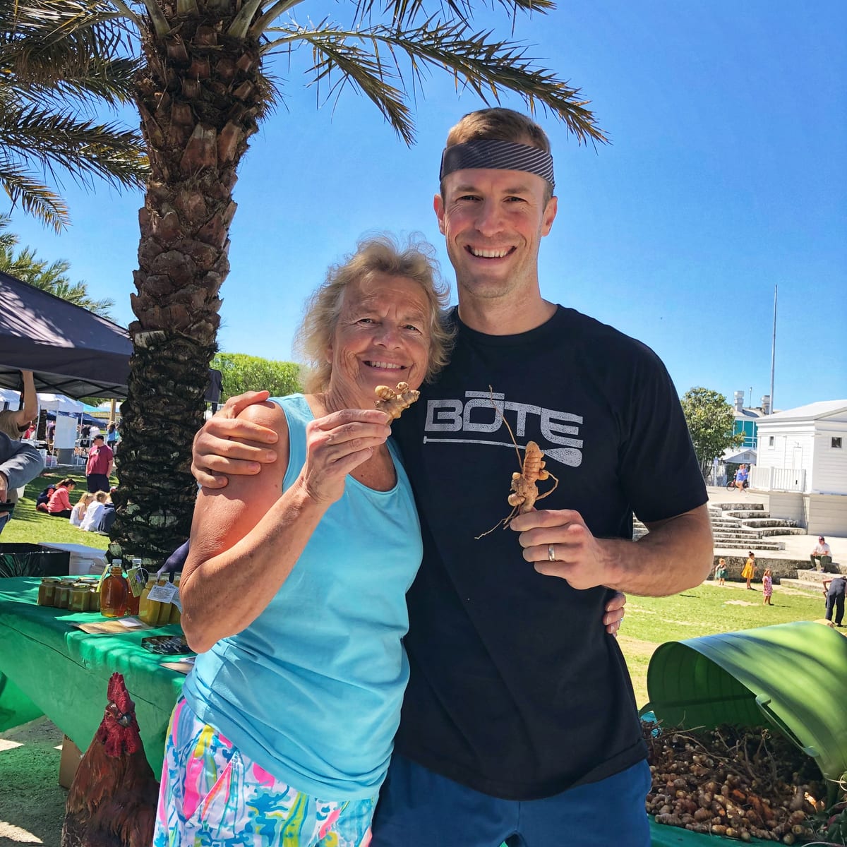 Dr. Josh Axe with his mother at a market