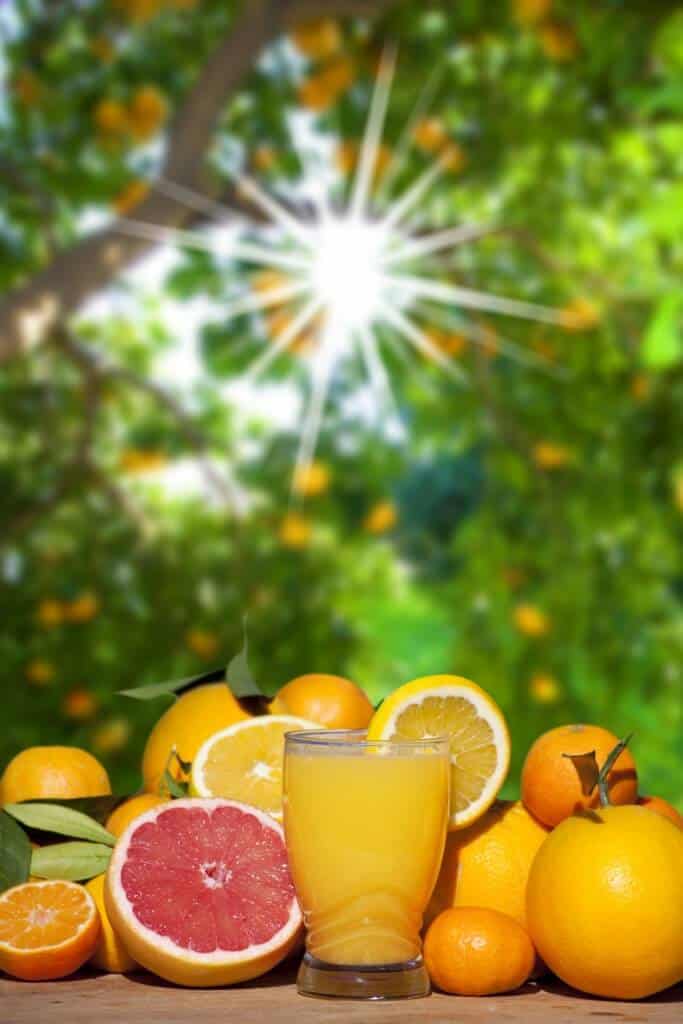 Vitamin C Benefits Vitamin C rich fruits and sunshine