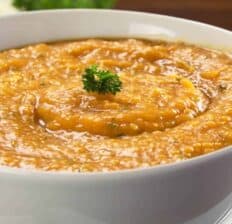 Roasted garlic and sweet potato soup