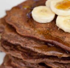 Chocolate banana protein pancakes
