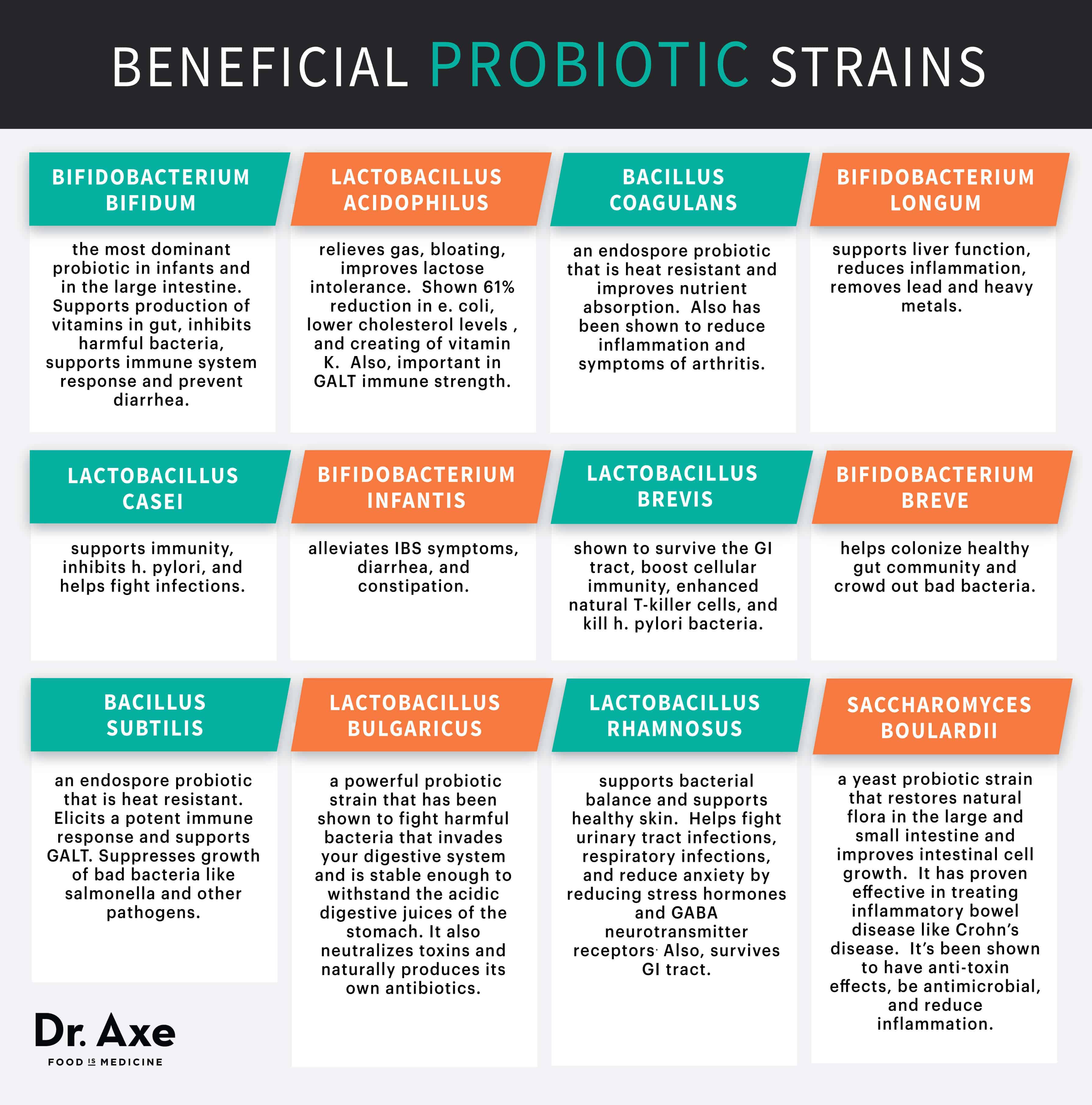 Beneficial Probiotic Strains Chart 