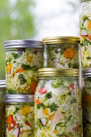 fermented vegetables in jars 