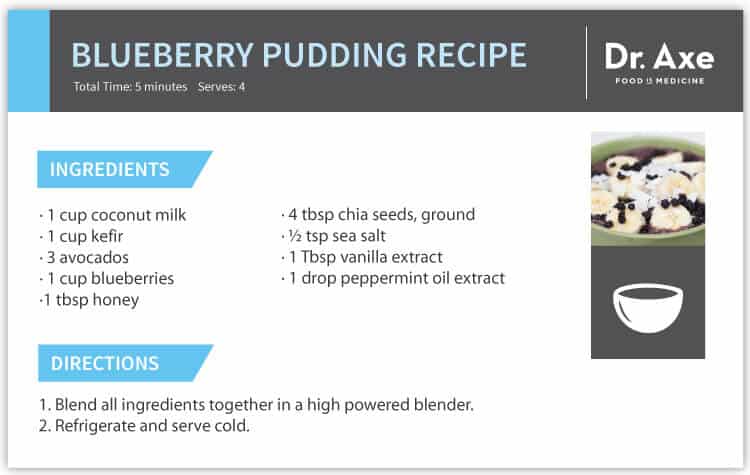 Blueberry Pudding Recipe, Dr. Axe Recipe Card