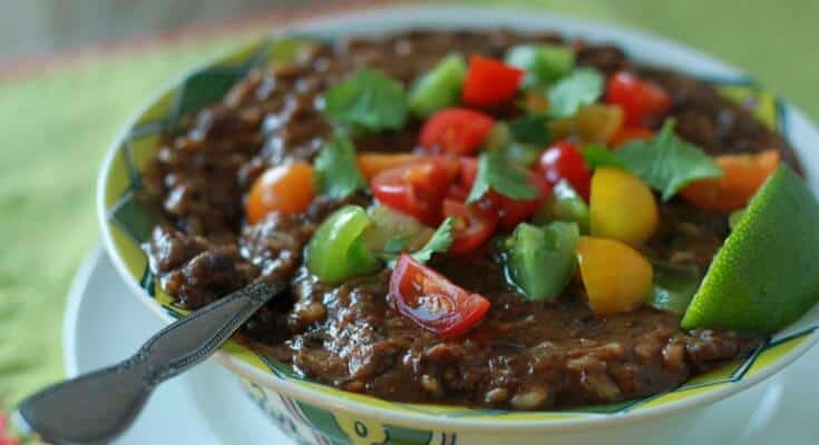 Crockpot Vegan Black Bean and Brown Rice Soup
