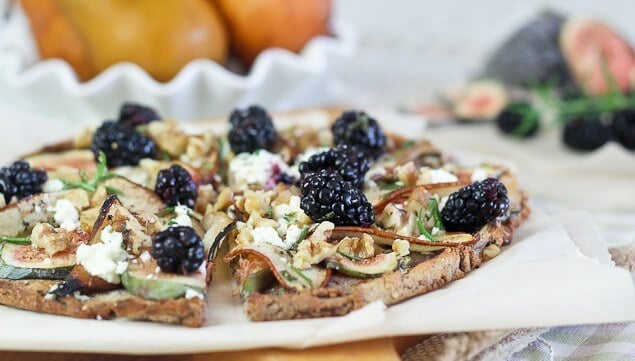 Grain Free Pear Fig and Goat Cheese Pizza