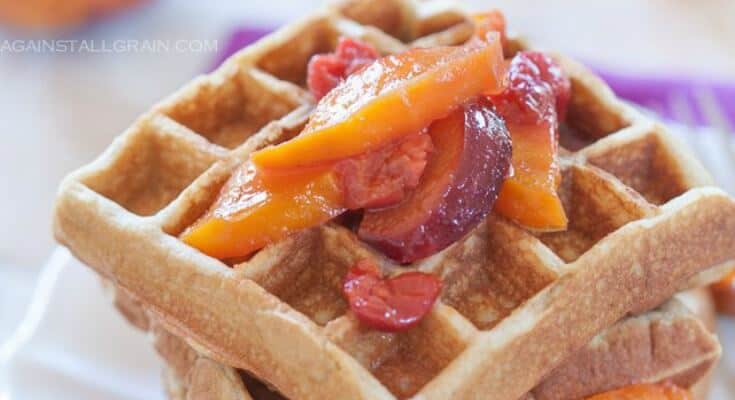 Macadamia Waffles with Fruit Syrup