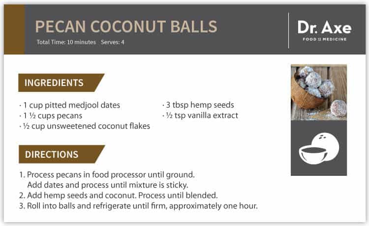 Pecan Coconut balls Recipe, Dr. Axe Recipe Card