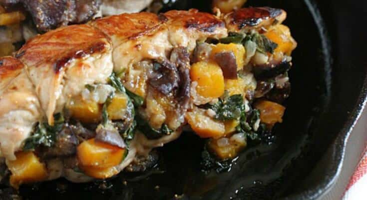 Stuffed Turkey with Figs and Butternut Squash