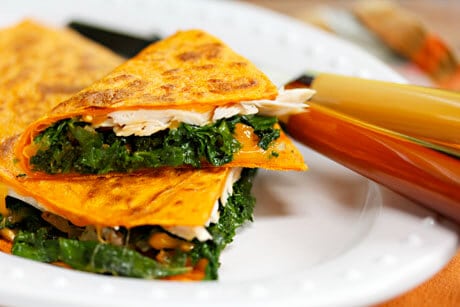 Turkey, Kale and Cheese Quesadillas