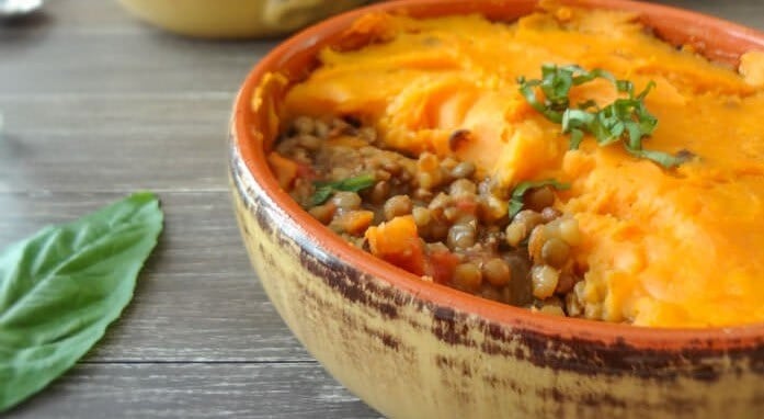 lentil and sweet potato shepards pie