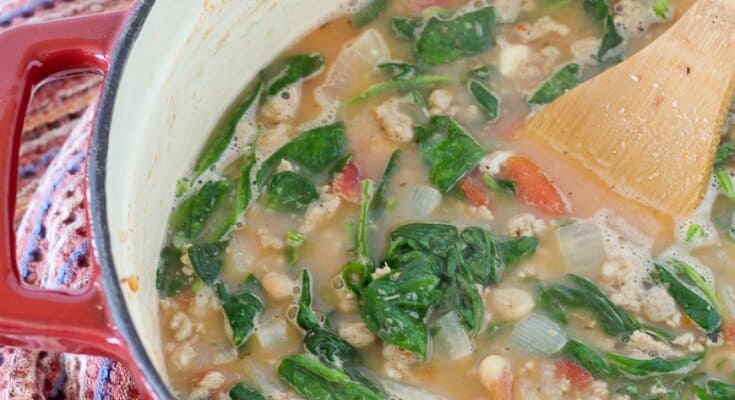 20 Minute Turkey Bean,and Spinach Soup