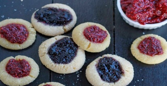 Grain free Thumbprint Cookies with Chia berry jam