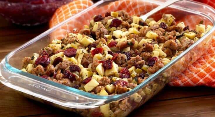 Paleo Sausage, Apple, and Cranberry Stuffing