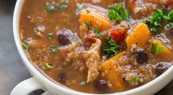 Slow Cooker Sweet Potato Chicken and Quinoa soup 
