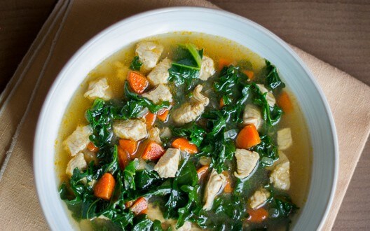 Healthy chicken kale soup