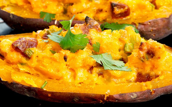 stuffed fluffy sweet potatoes