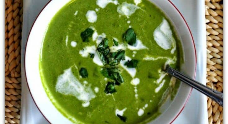 Spinach Soup With Cucumber and Basil