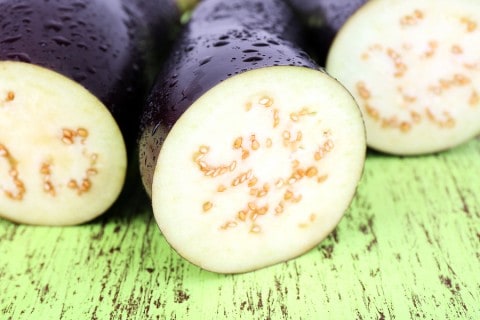 cut open eggplants