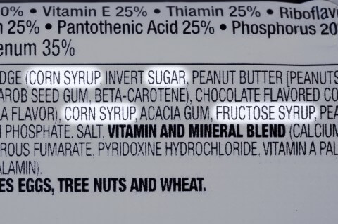 Sugar Ingredients label nutritional info