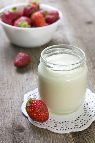 homemade yogurt and strawberries