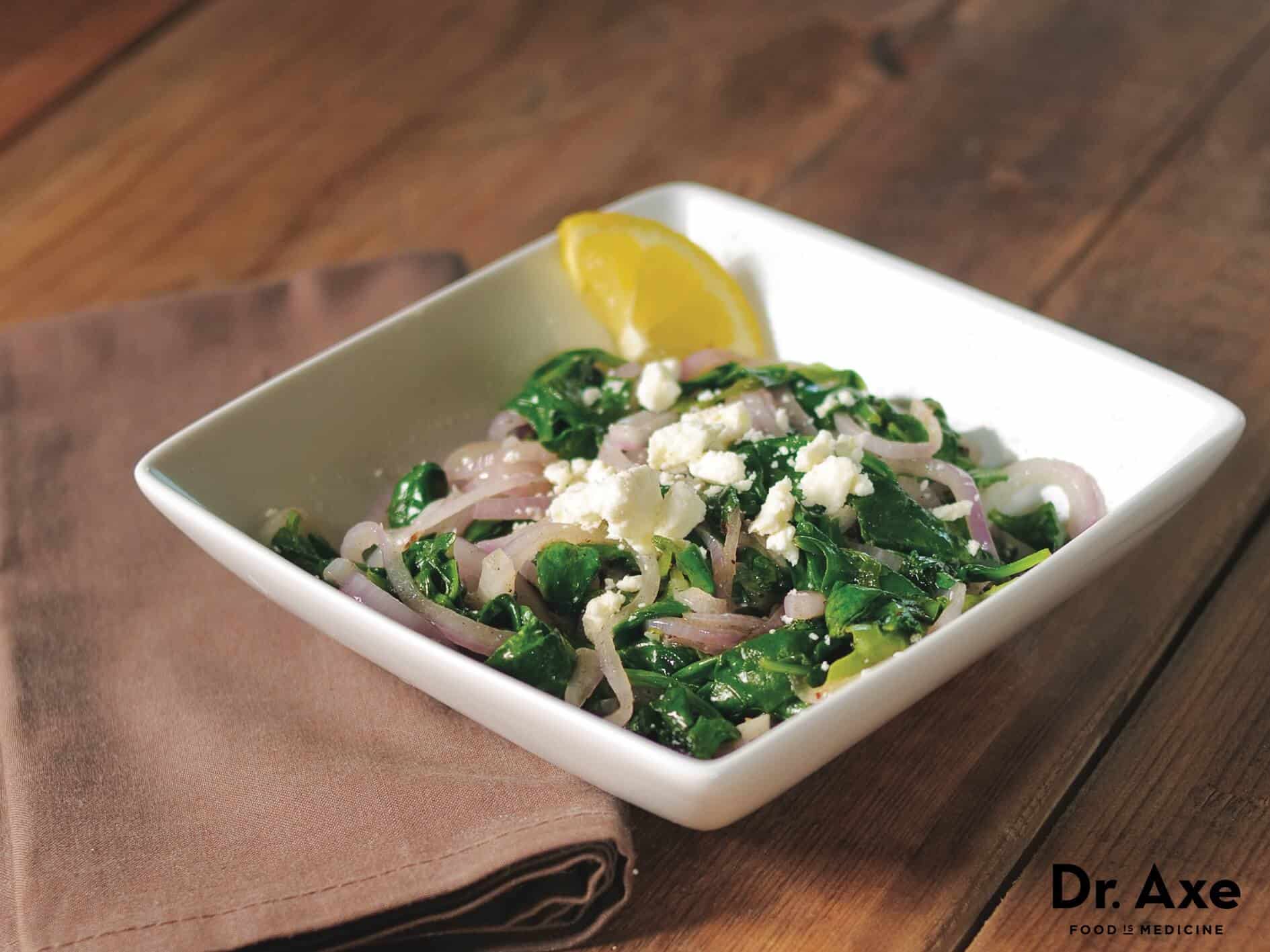 Grecian Spinach, Dr. Axe Recipes
