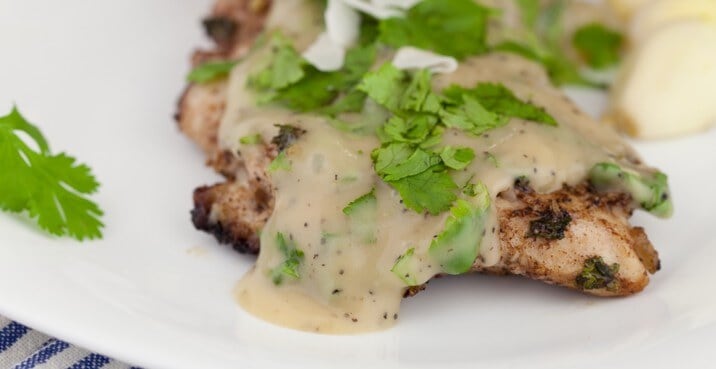 Baked Grouper with coconut cilantro sauce 