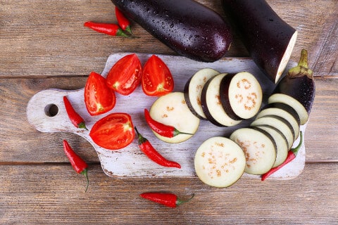 night shade vegetables sliced