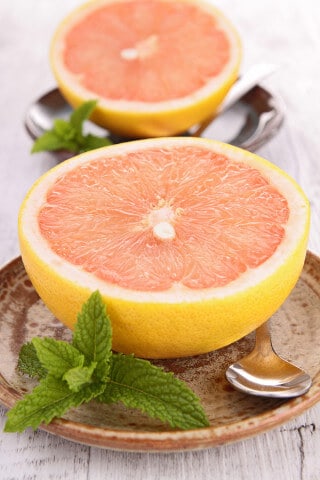 Halved grapefruit