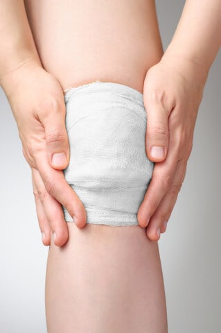 Injured Knee With Bandage, wound care