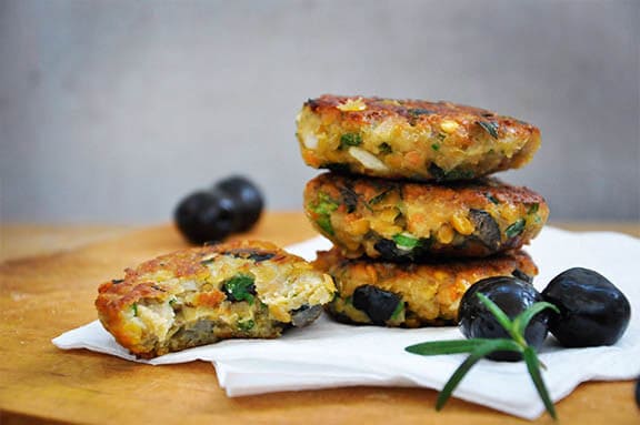 Lentil Patties With Olives and Herbs