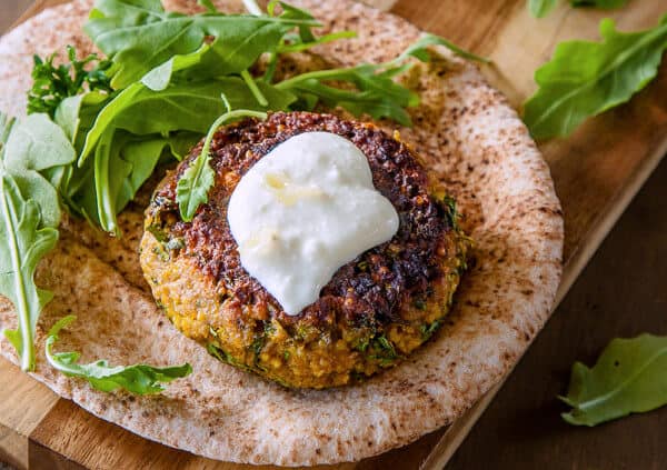 Spiced Millet and Chickpea Burgers With Preserved Lemon Yoghurt