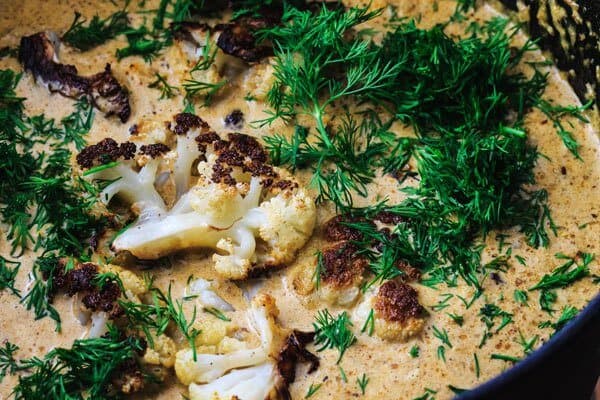 Cream of Roasted Cauliflower Soup With Paprika, Cumin and Fresh Dill