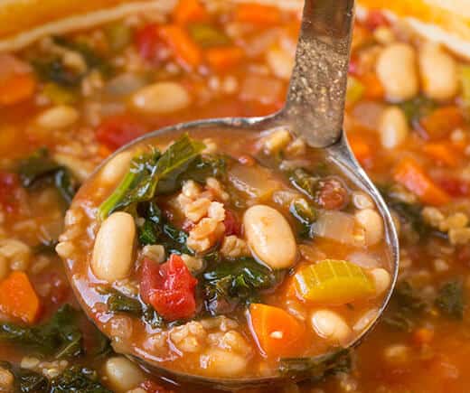 Kale, Cannellini and Farro Stew