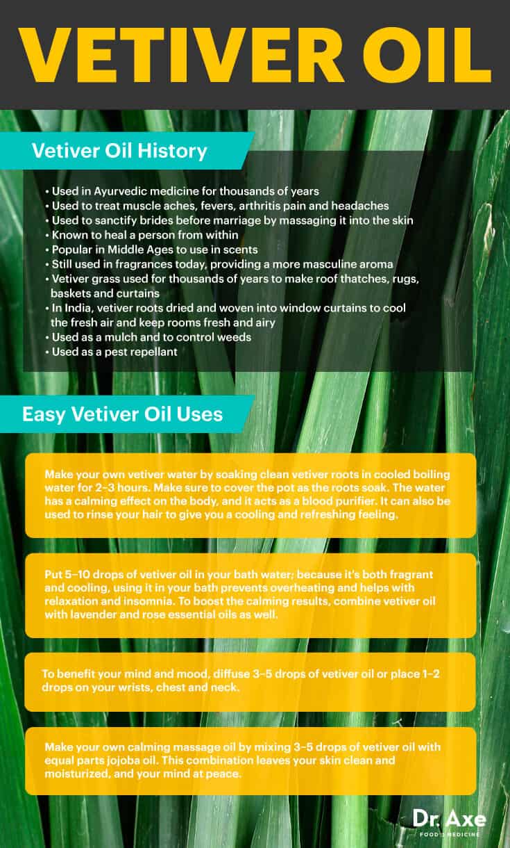 Vetiver oil history & uses infographic