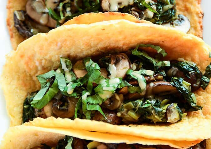 Vegan Crepe Tacos With Warm Spinach-Mushroom Filling