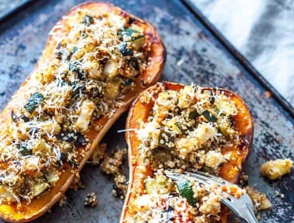 Mediterranean Quinoa-Stuffed Butternut Squash