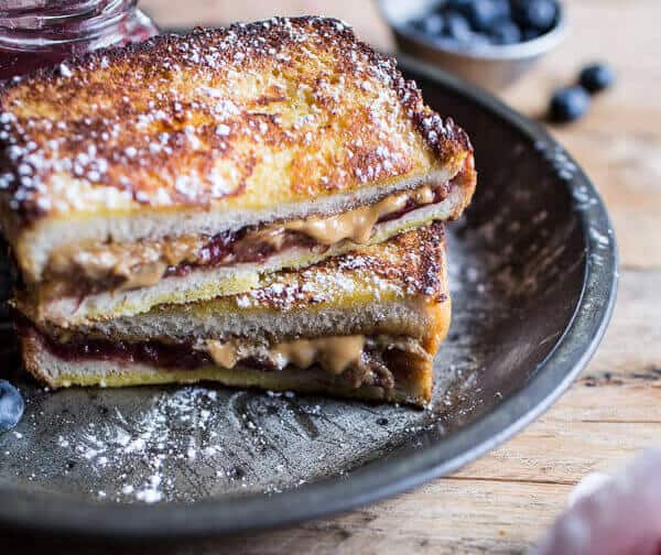 Peanut Butter and Rhubarb Jelly Hot French Toasted Sammie