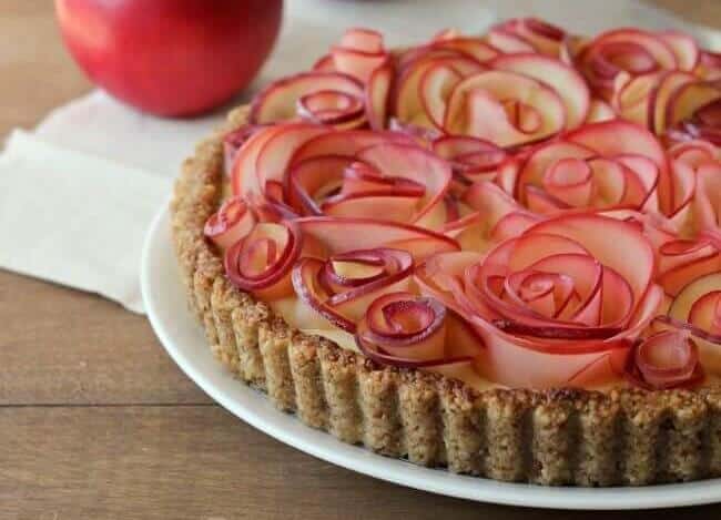Apple Rose Tart with Maple Custard and Walnut Crust