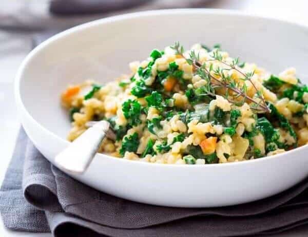 Brown Rice Kale Risotto with Cheddar