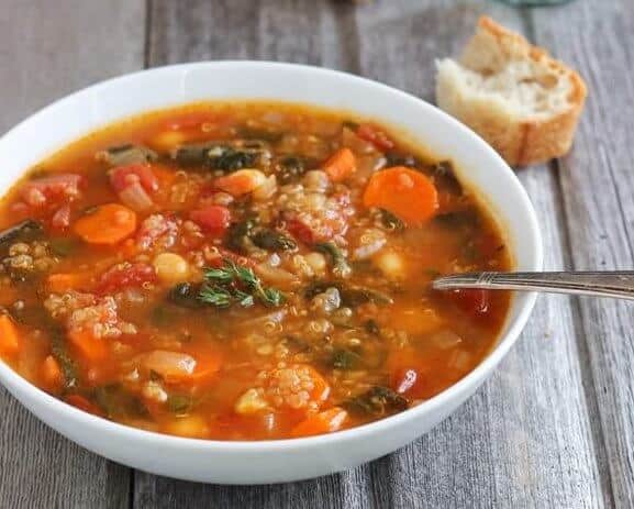 Quinoa Chickpea and Spinach Soup