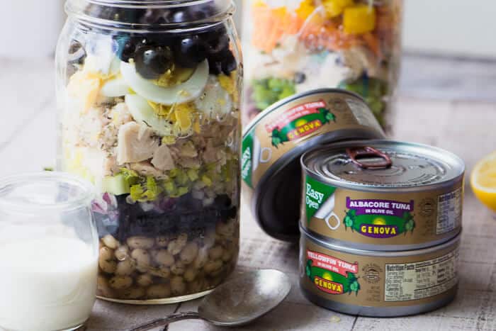 Healthy Layered Tuna Salad Mason Jars