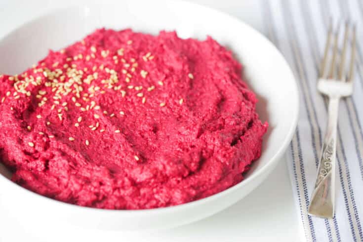 Beet hummus finish shot