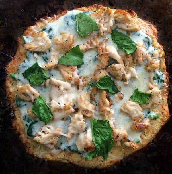 Keto Grilled Chicken and Spinach Pizza