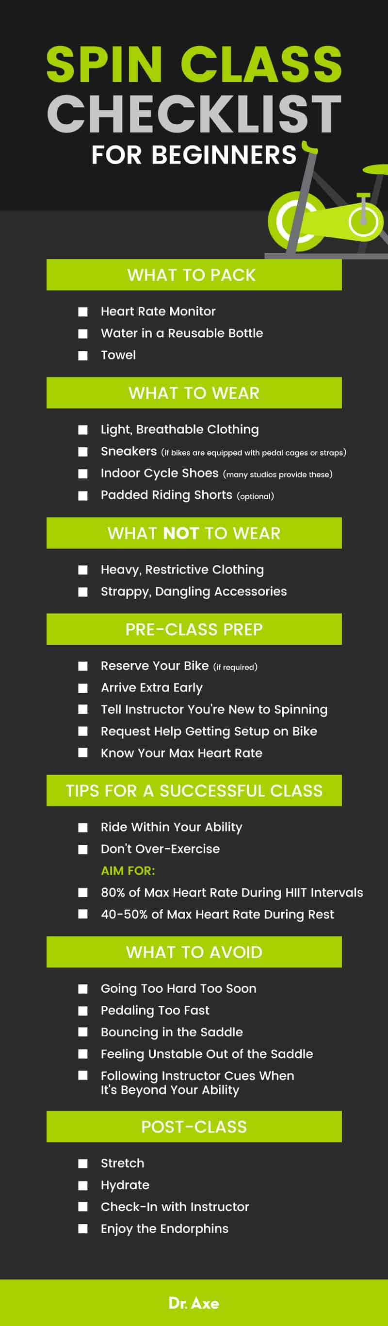 Spin class checklist - Dr. Axe