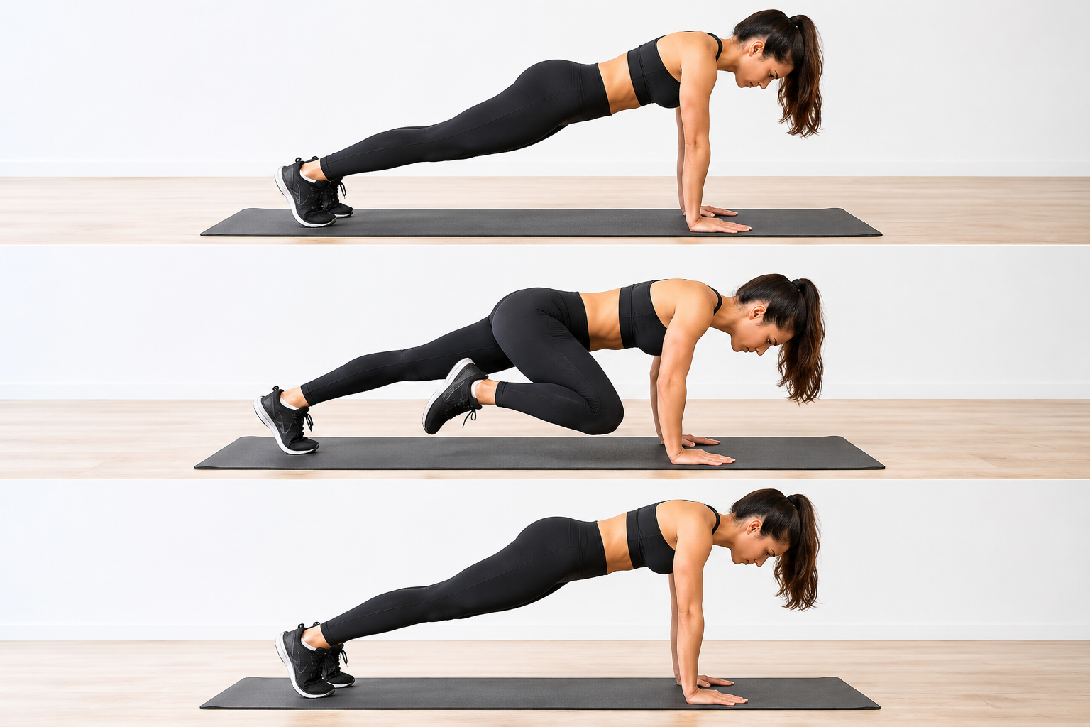 Push-ups with a side knee tuck